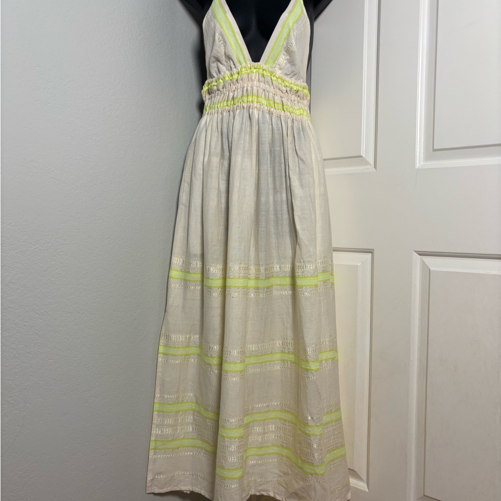 LEMLEM Gete hand spun woven halter maxi sun/cover Dress in lomi keylime - Picture 15 of 16
